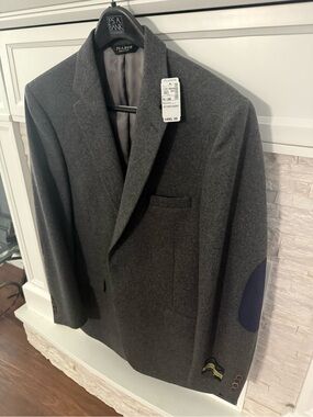 Jos. A. Bank Charcoal Gray Wool Blazer with Navy Elbow Patch